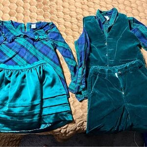 Gymboree Nutcracker Blue and Green Plaid Five Piece 2 Outfit Set Kids 8/10
